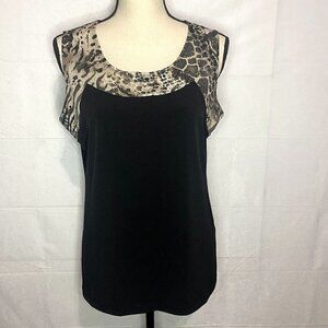 NWT Chico’s Travelers Shimmering Animal Pierced Tank Sz 1 Med (8) NEW